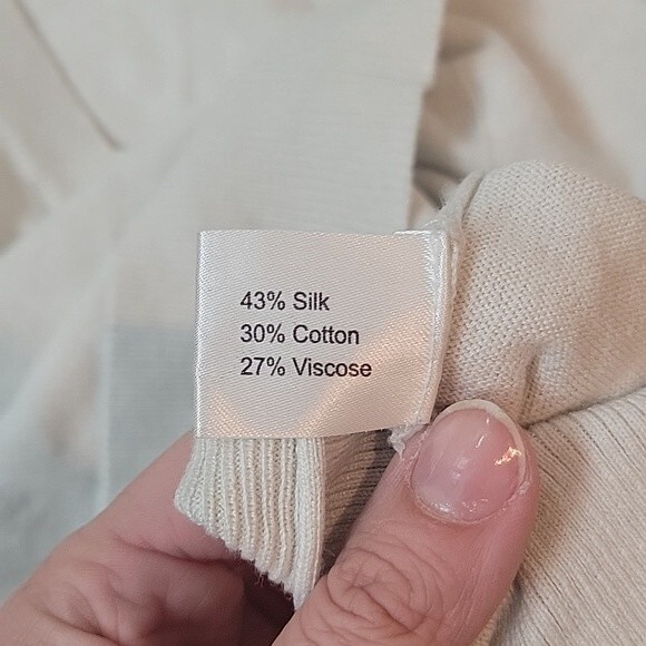 Cullen Women's grey silk blend 3/4 sleeve v neck sweater Size M - Picture 6 of 10